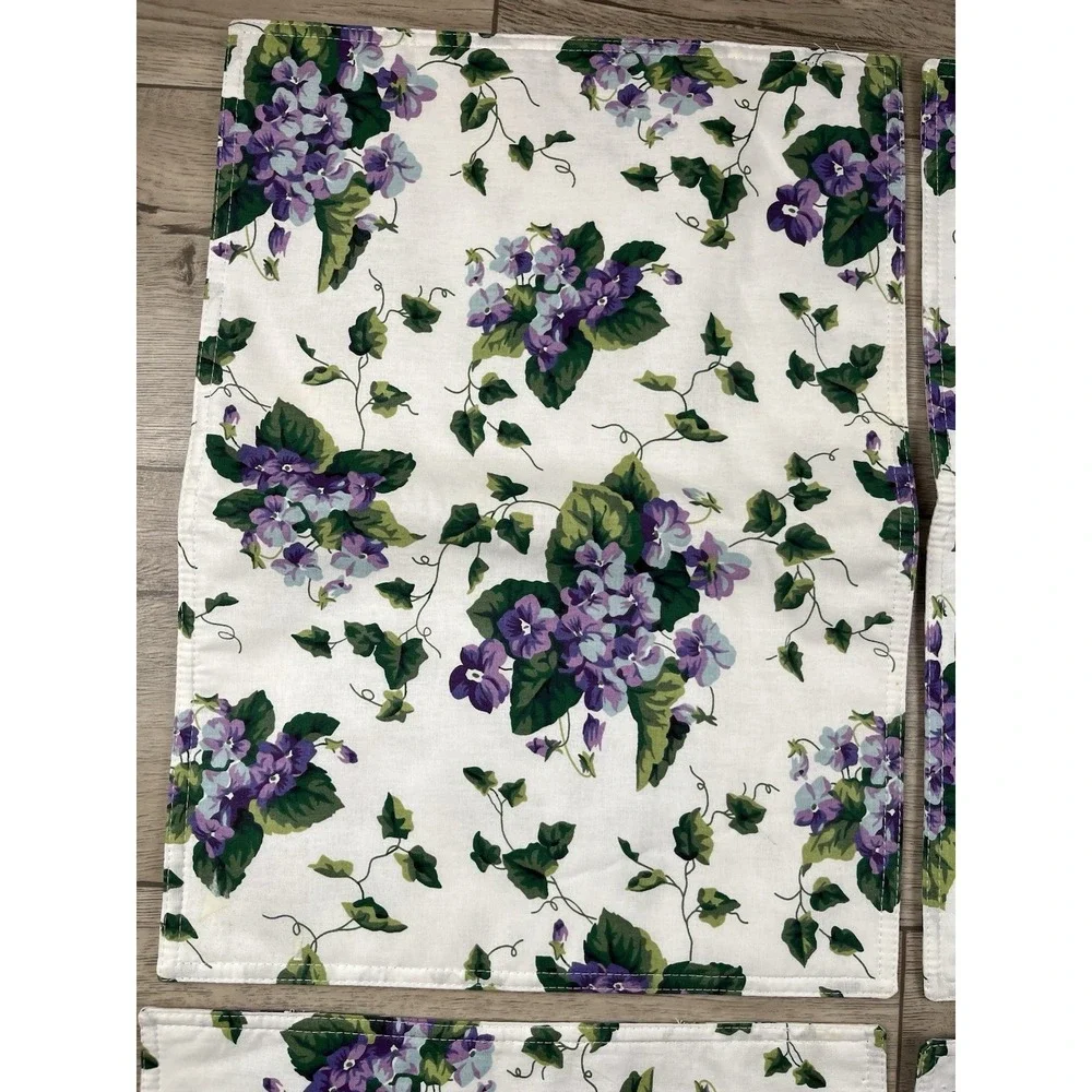 Waverly Garden Room Sweet Violets Floral Placemats Set of 4 Cotton Green Ivy
